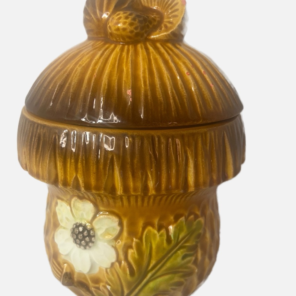 Vintage Japan Mushroom Floral Cookie  Canister Jar Food Storage Retro 70s